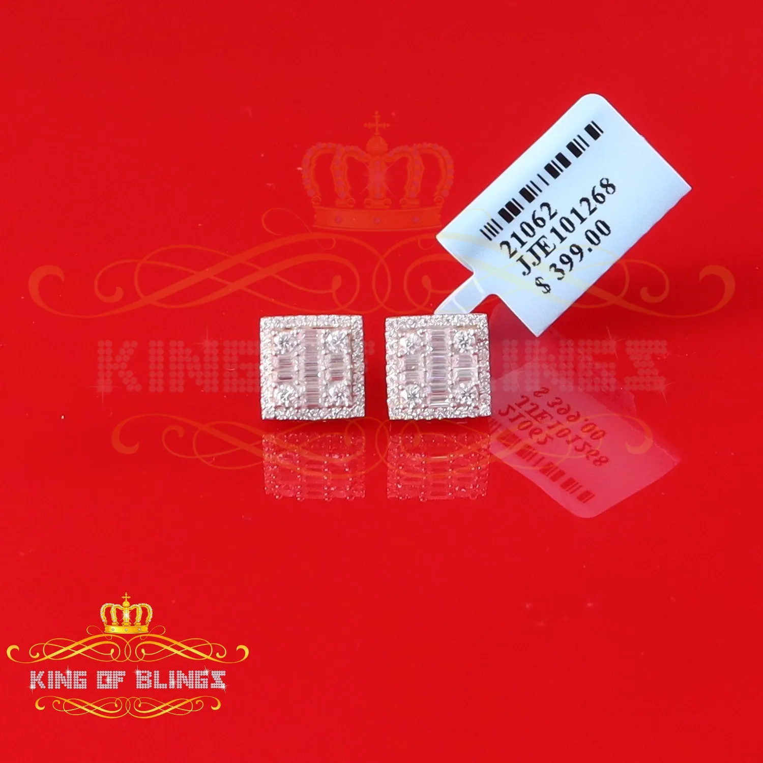 King  of Bling's Men's/Women's 925 Silver Yellow 1.00ct VVS 'D' Moissanite Square Stud Earrings