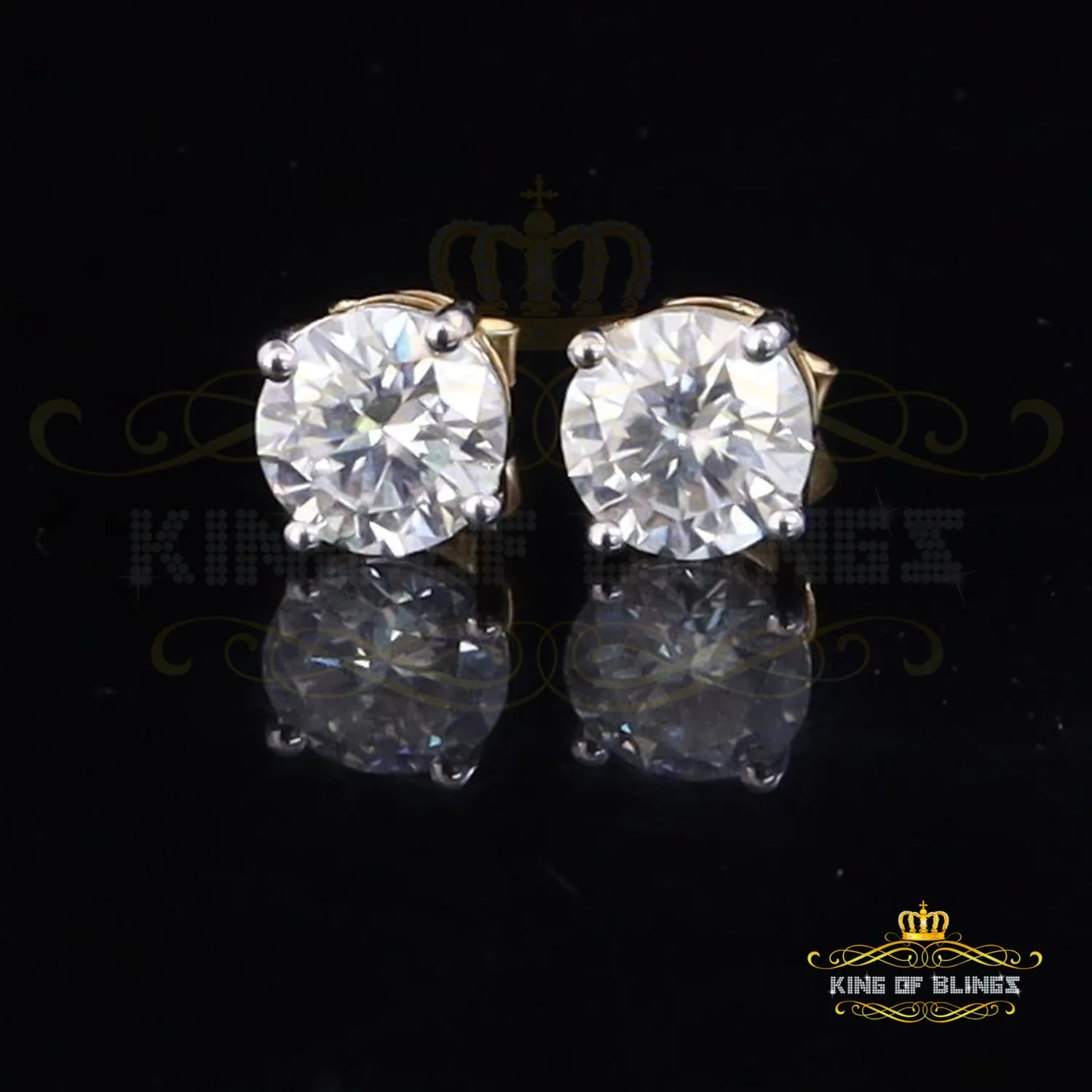 King  of Bling's Stud 925 silver Yellow 4.50ct VVS 'D' Moissanite Men & Women Stud Stud Earrings