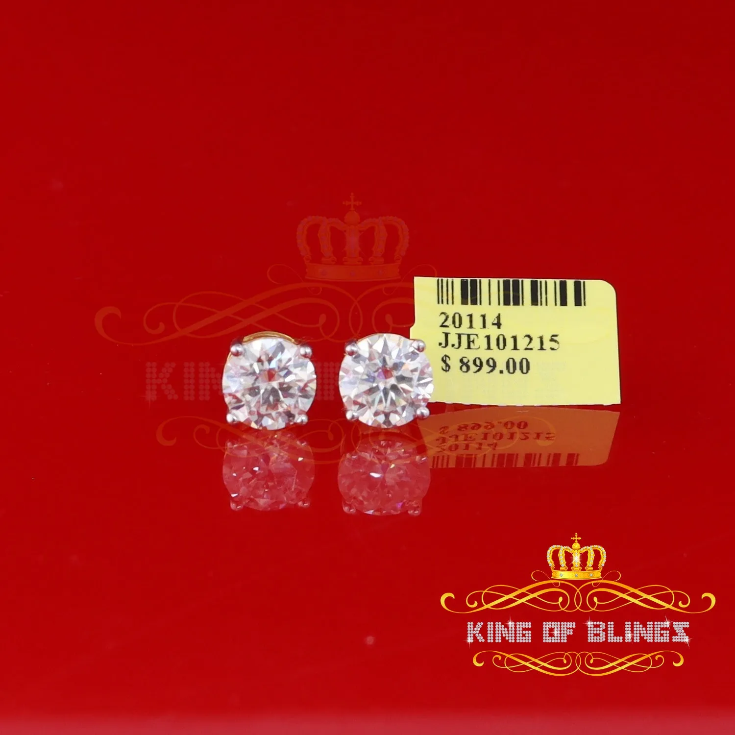 King  of Bling's Stud 925 silver Yellow 4.50ct VVS 'D' Moissanite Men & Women Stud Stud Earrings