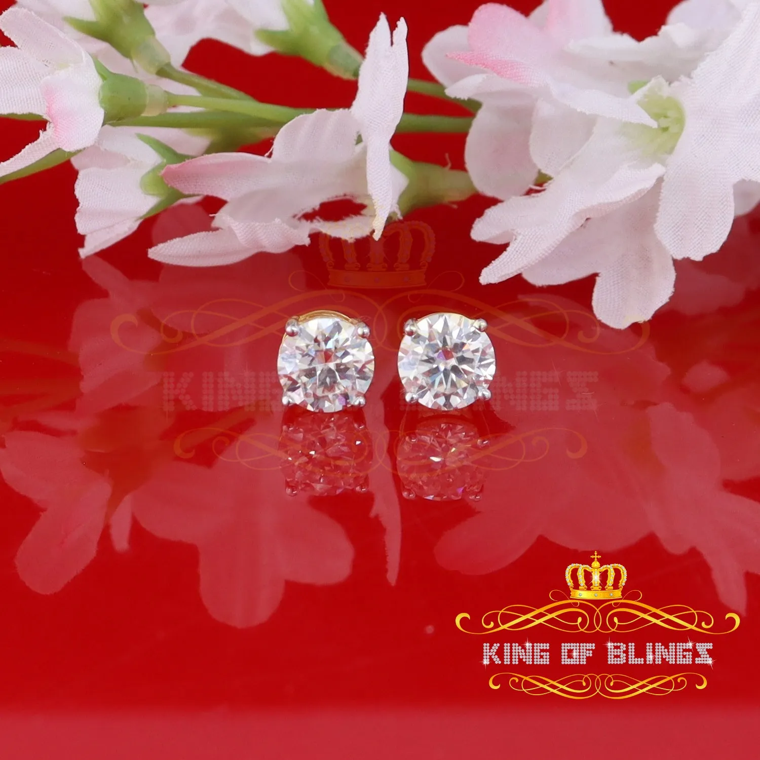 King  of Bling's Stud 925 silver Yellow 4.50ct VVS 'D' Moissanite Men & Women Stud Stud Earrings