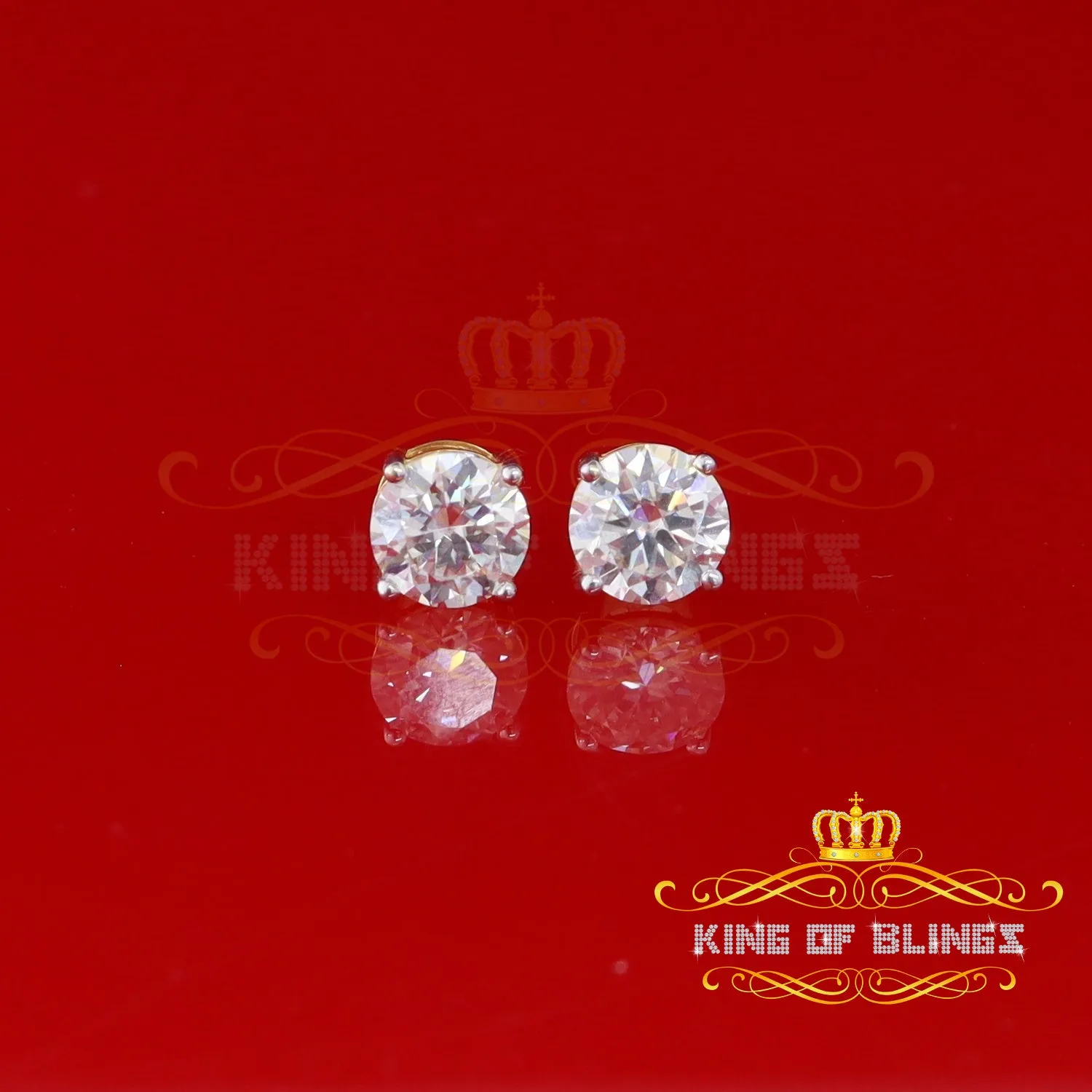 King  of Bling's Stud 925 silver Yellow 4.50ct VVS 'D' Moissanite Men & Women Stud Stud Earrings