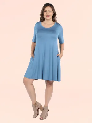 Knee Length Plus Size Pocket T Shirt Dress