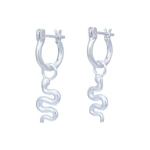 Kundalini Snake Sterling Silver Mini Hoop Earrings