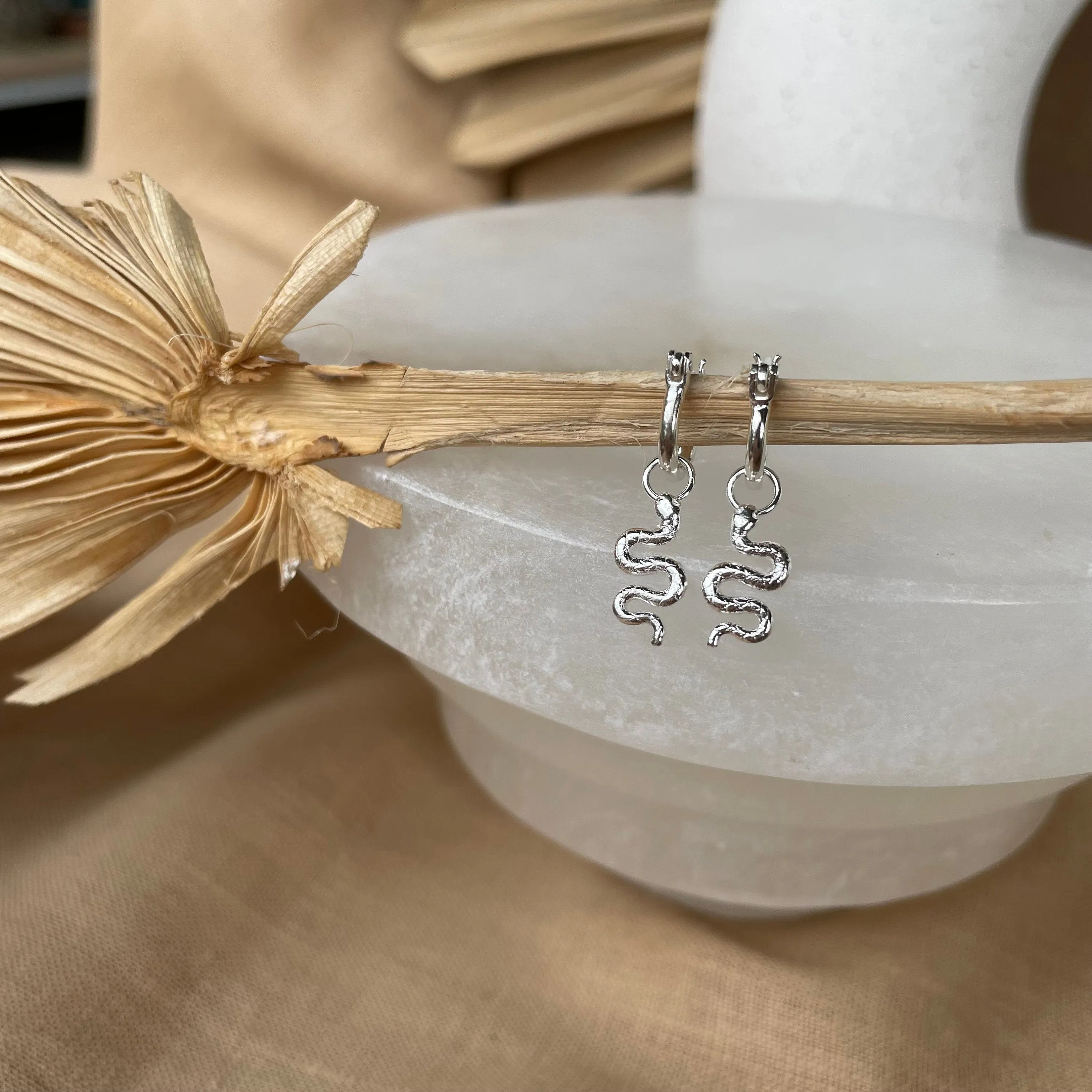 Kundalini Snake Sterling Silver Mini Hoop Earrings