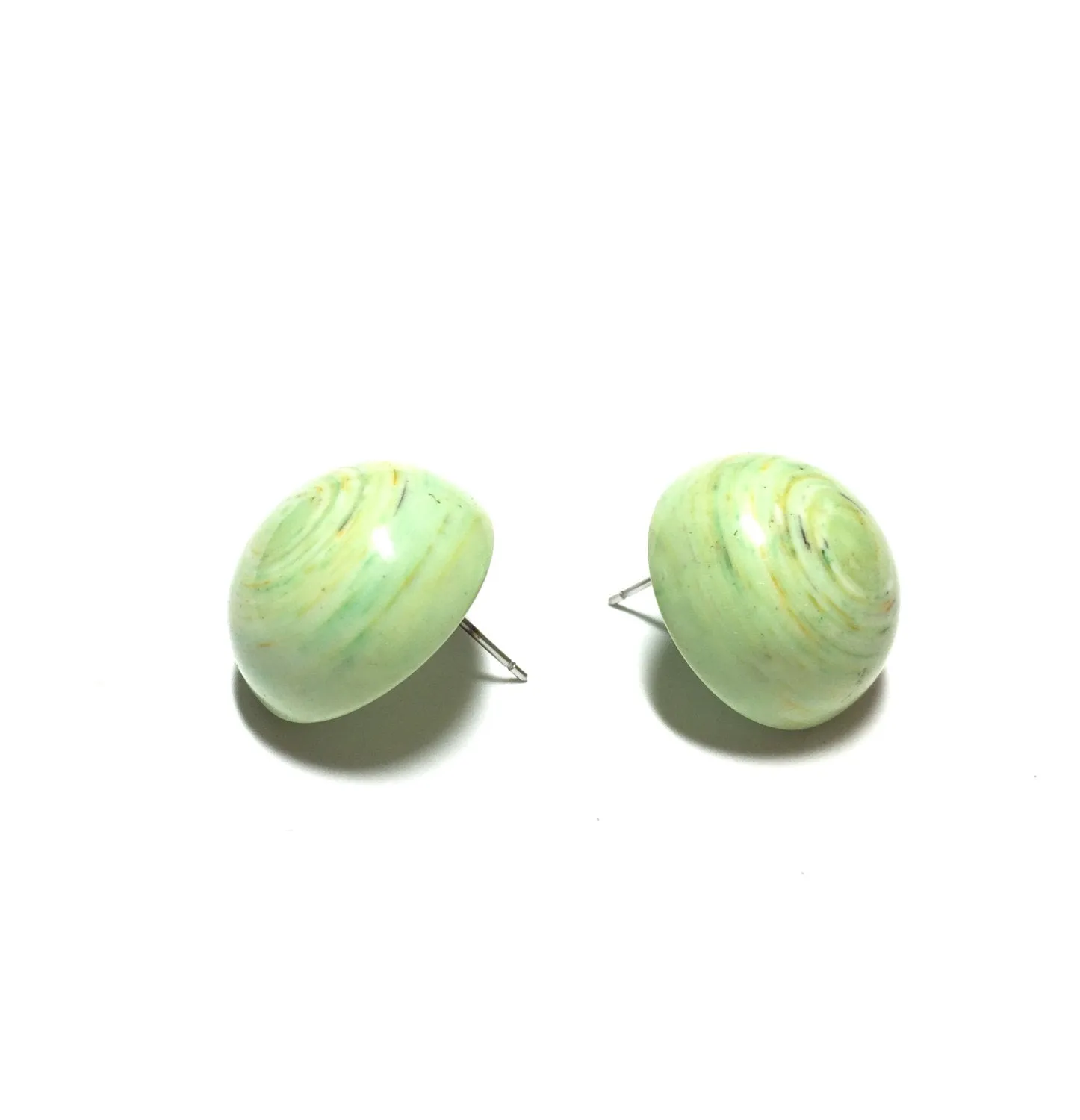 Light Green Marbled Retro Button Stud Earrings