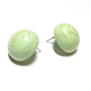 Light Green Marbled Retro Button Stud Earrings