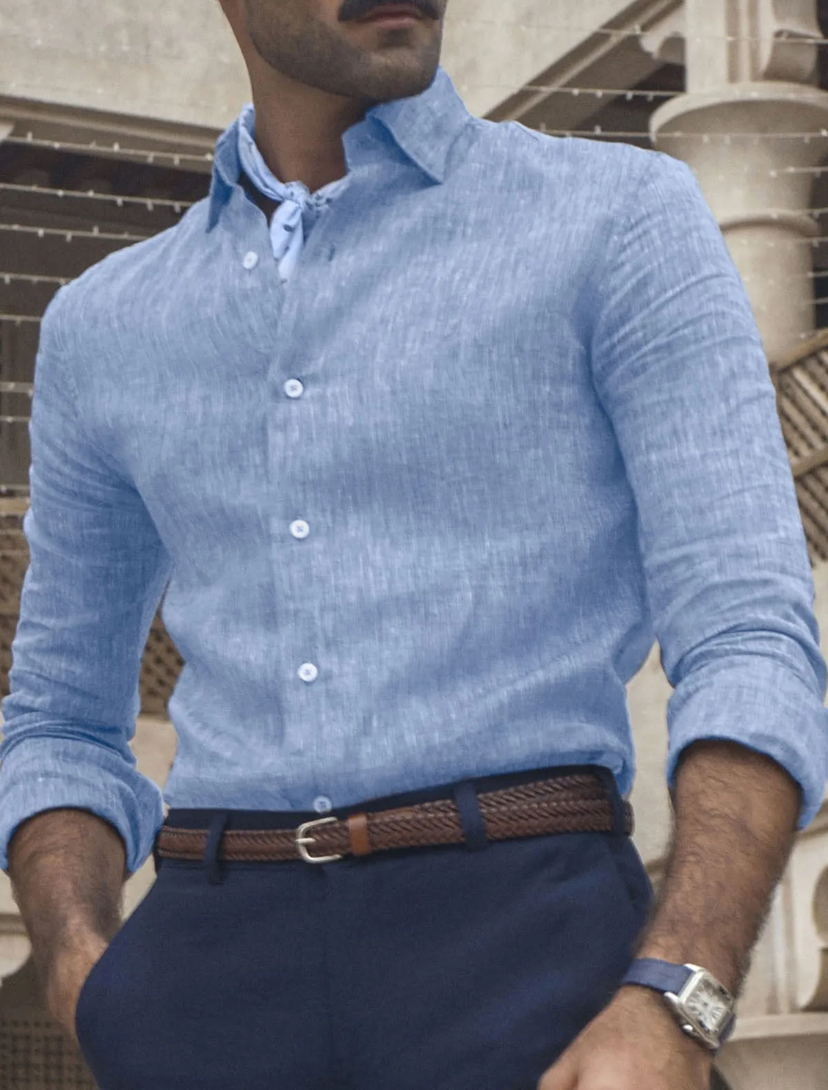 LIHGHT BLUE LINEN SHIRT