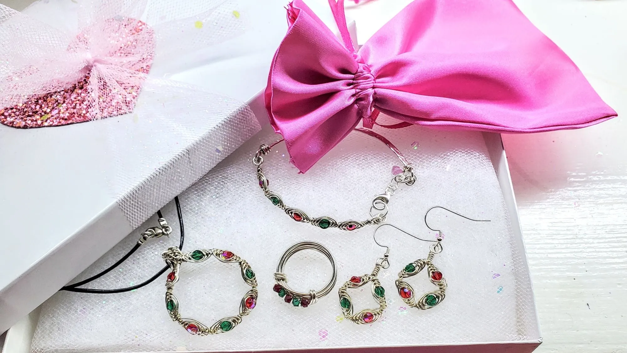 Limited Edition 2024 RED AND GREEN SPARKLY CHRISTMAS HOLIDAY JEWELRY BUNDLE