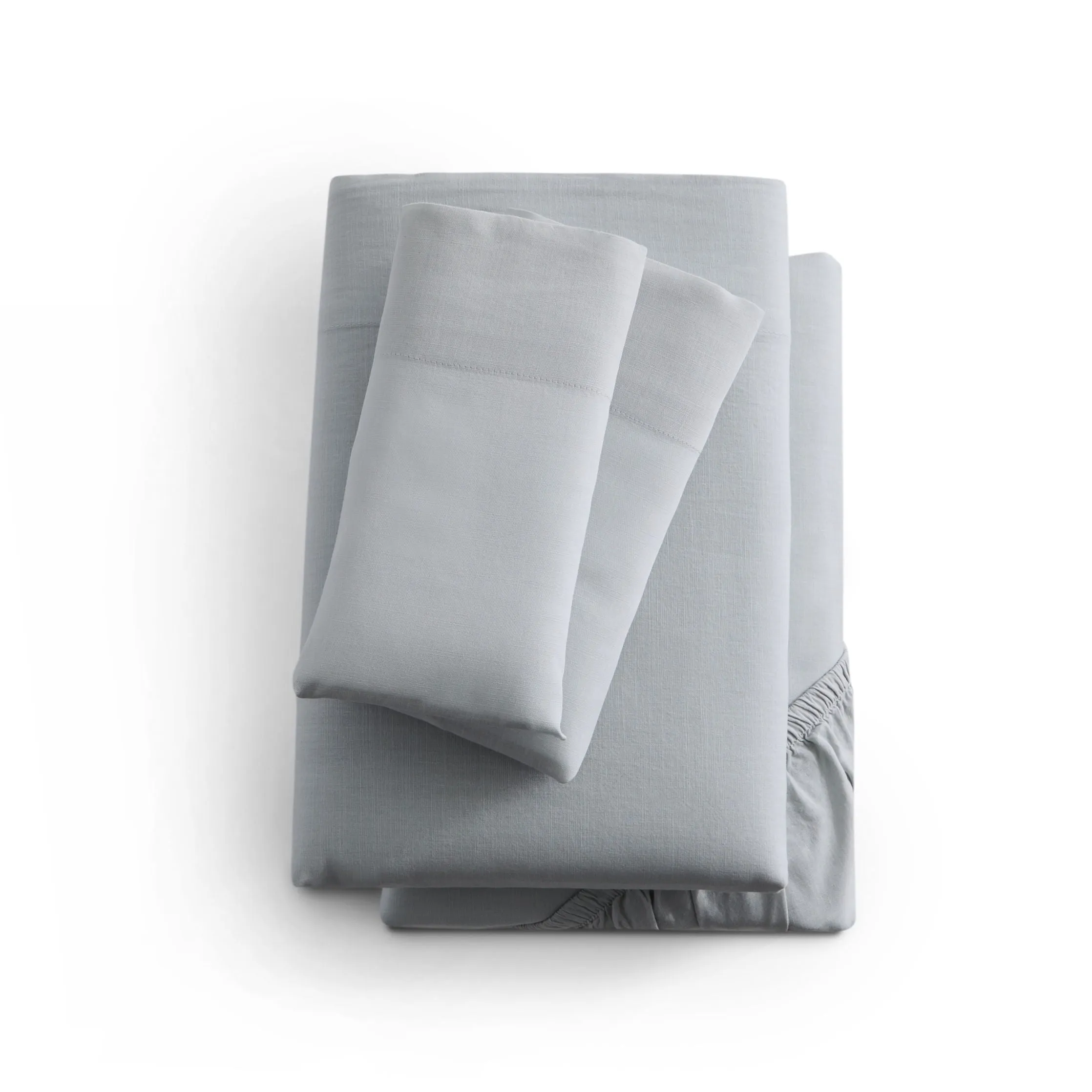 Linen-Weave Cotton King Sheet Set - Fog