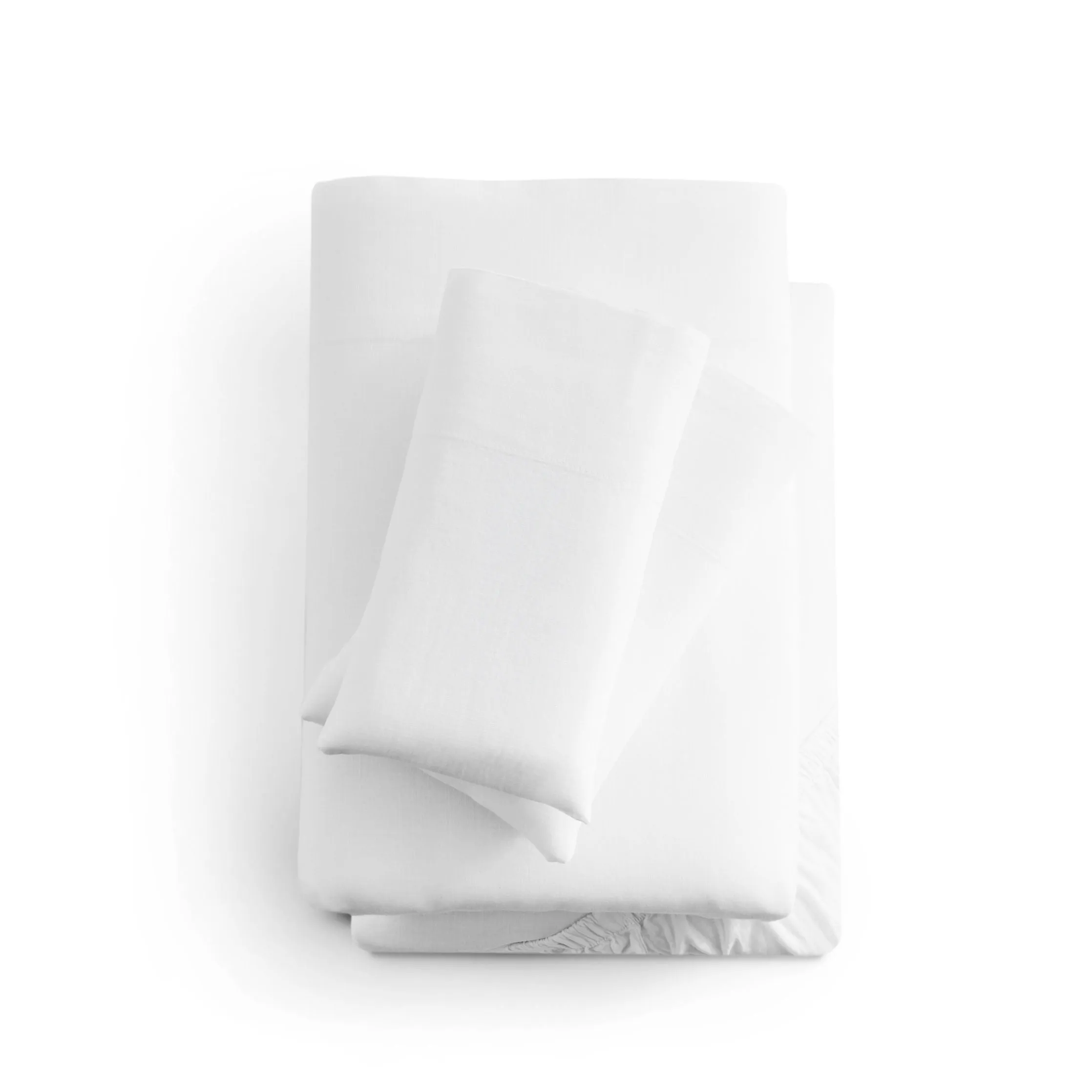 Linen-Weave Cotton Split King Sheet Set - White