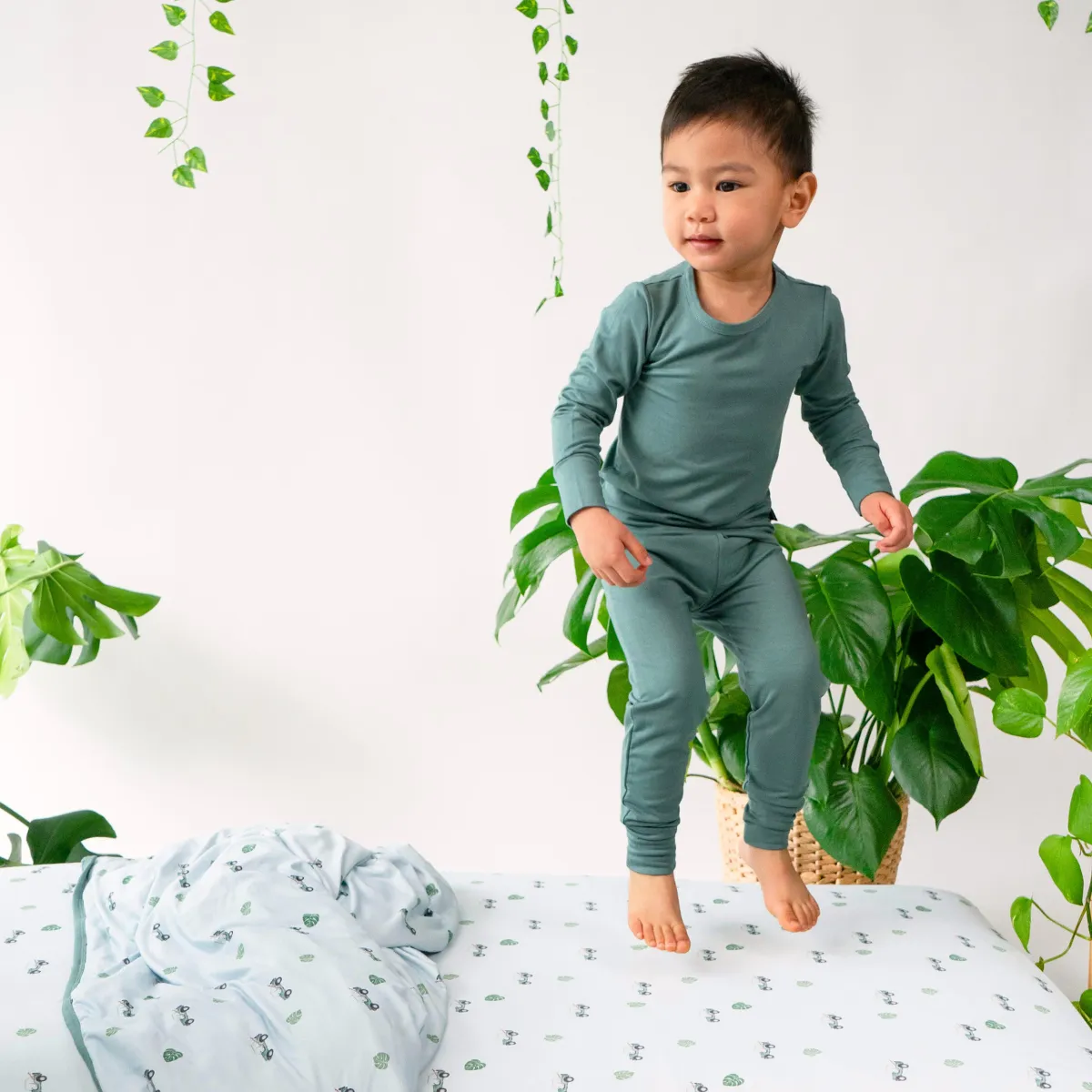 Long Sleeve PJ Set - Leafy Green