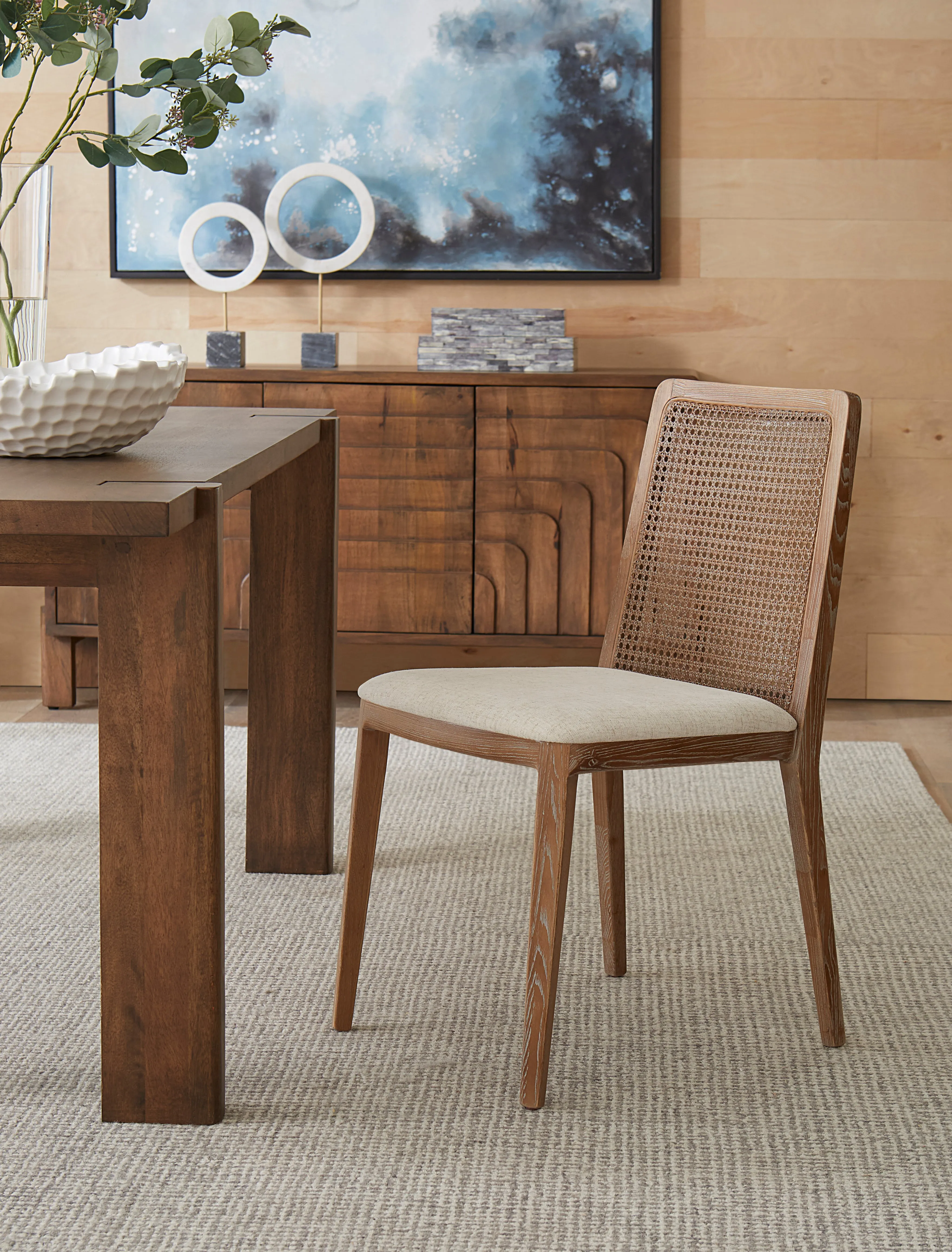 Luna Upholstered Cane Back Dining Chair