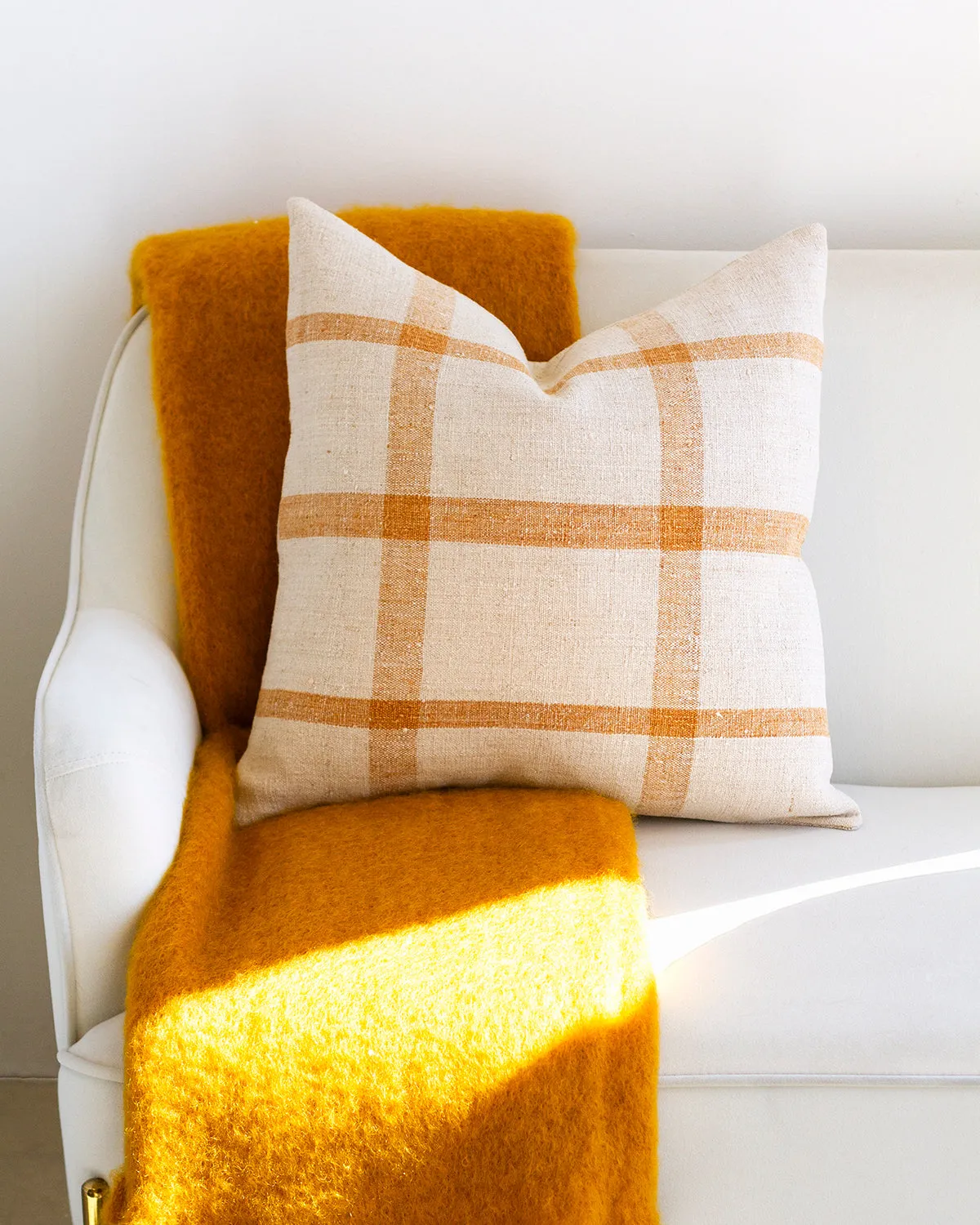 Matilde Mustard Checkered Throw Pillow