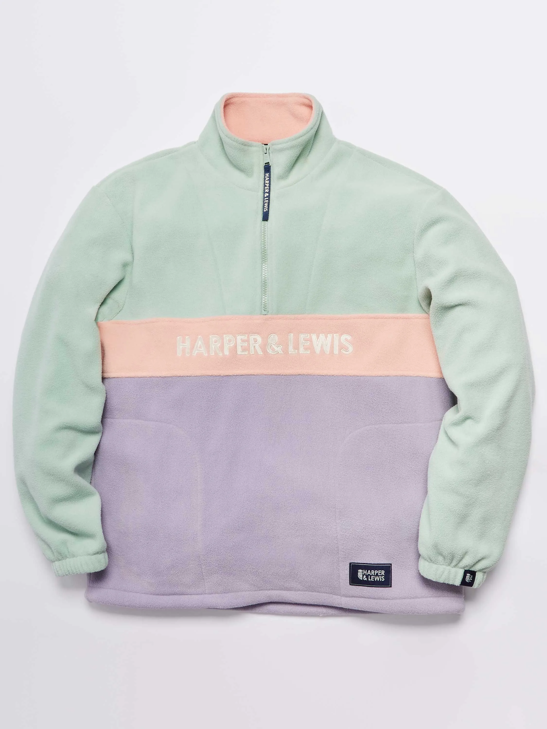 Mellow 1/4 Zip Fleece Light Sage & Light Lilac