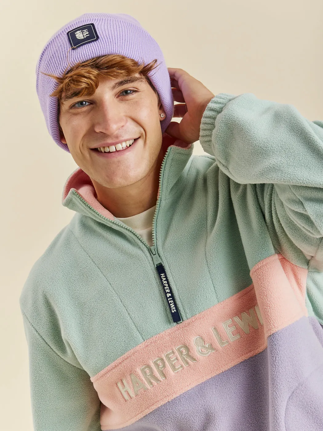 Mellow 1/4 Zip Fleece Light Sage & Light Lilac