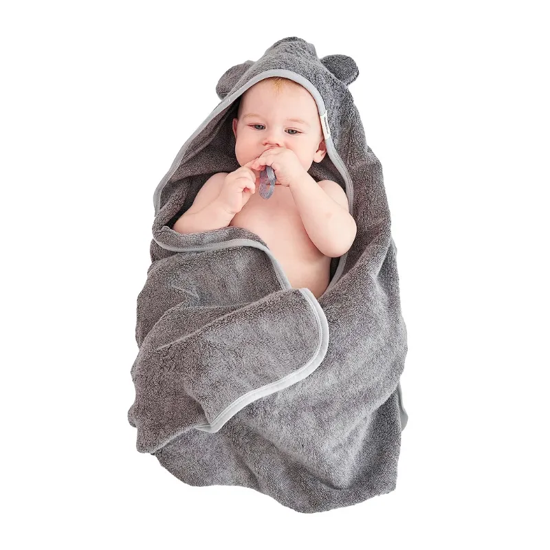 Munich Blue Hooded Towel - Cloud Grey