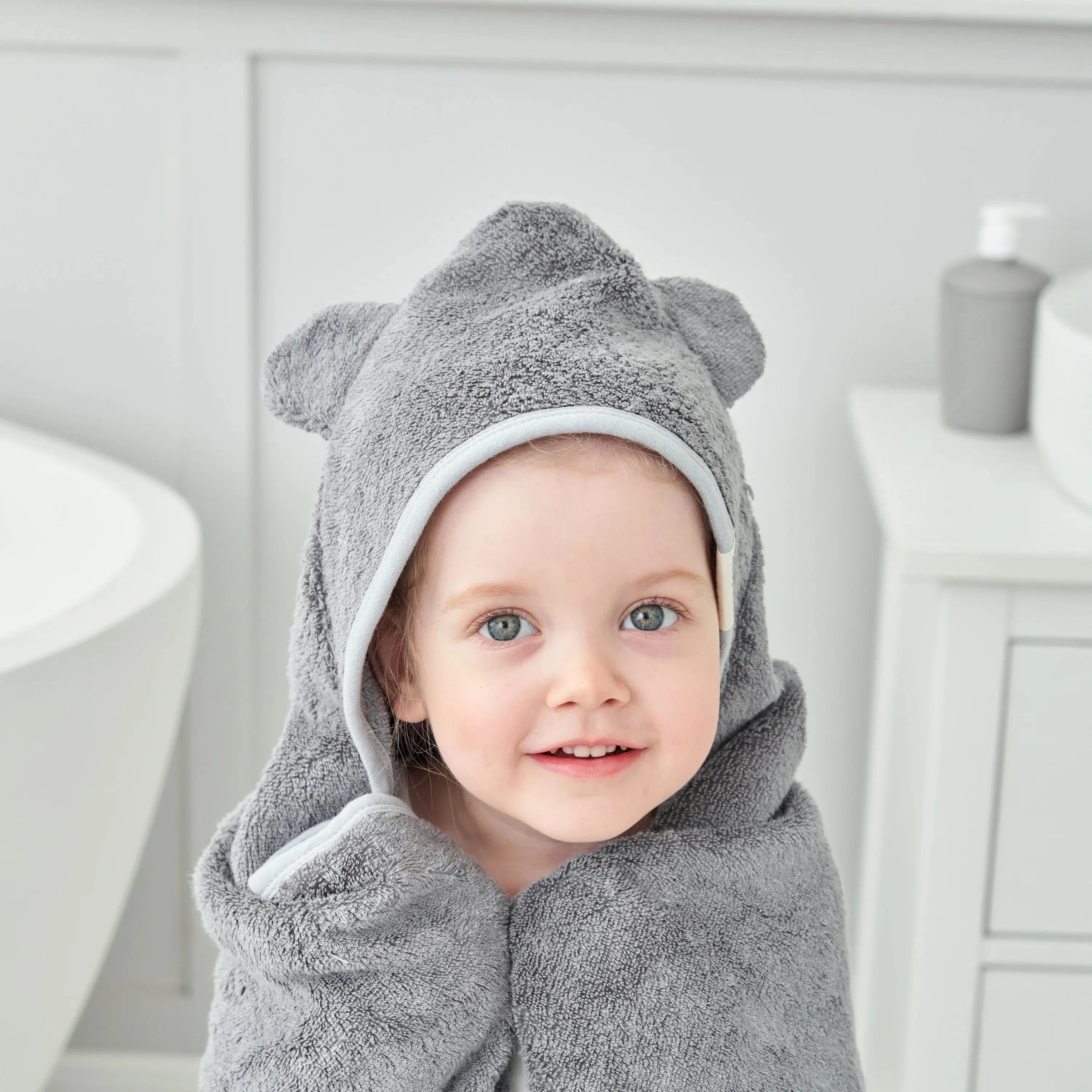 Munich Blue Hooded Towel - Cloud Grey