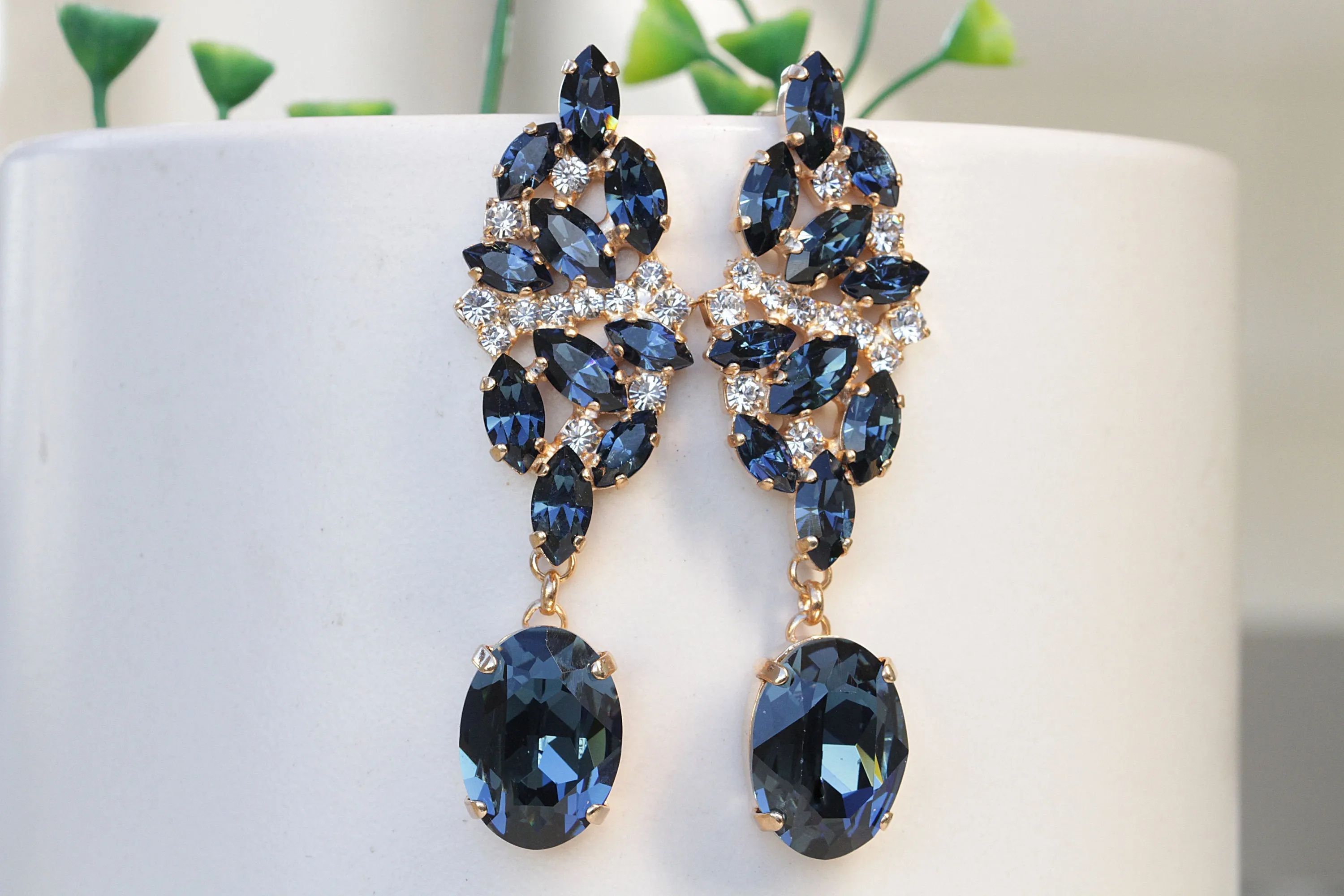 NAVY CHANDELIER EARRINGS