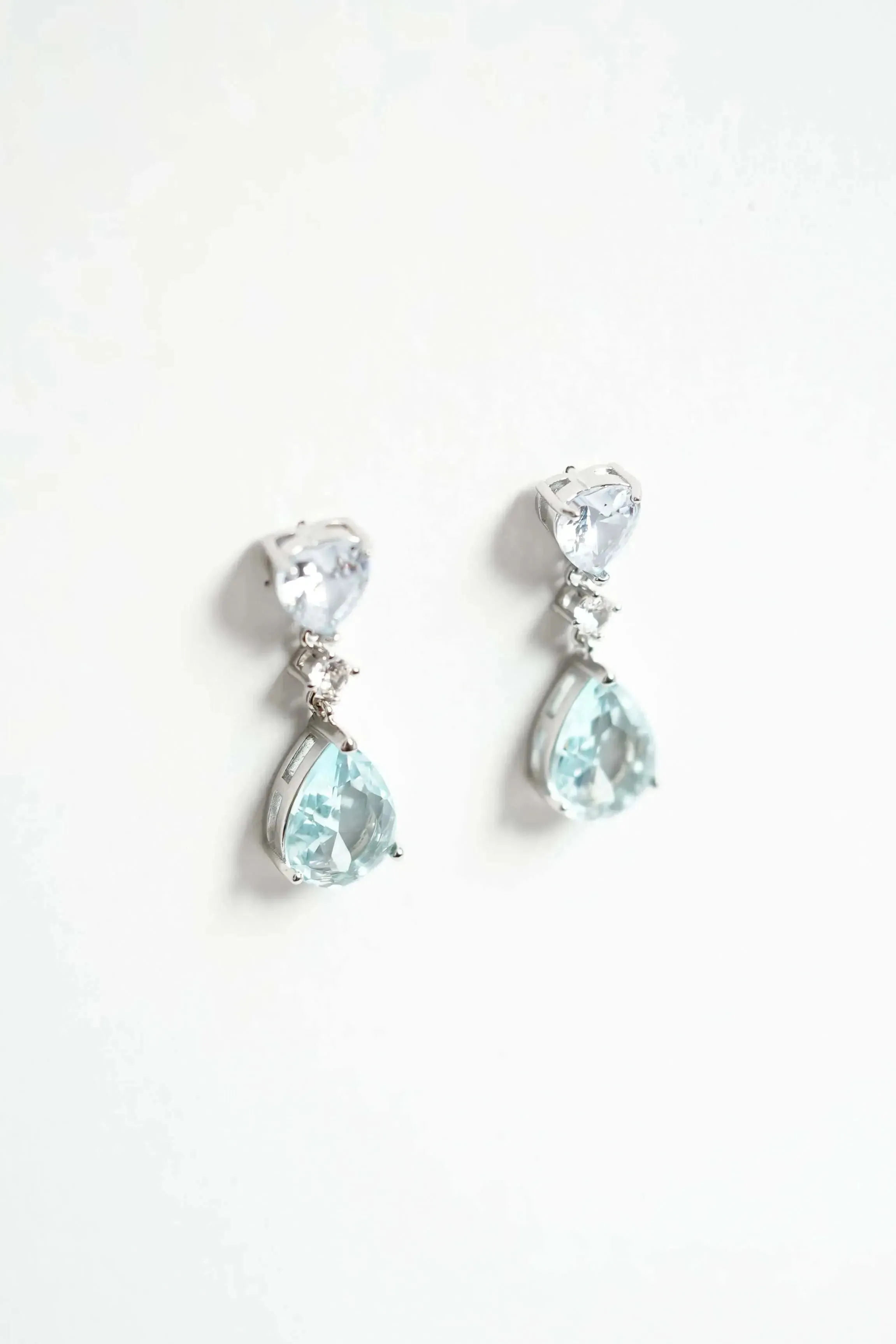 Ocean Breeze Aquamarine & Diamond cut Earrings