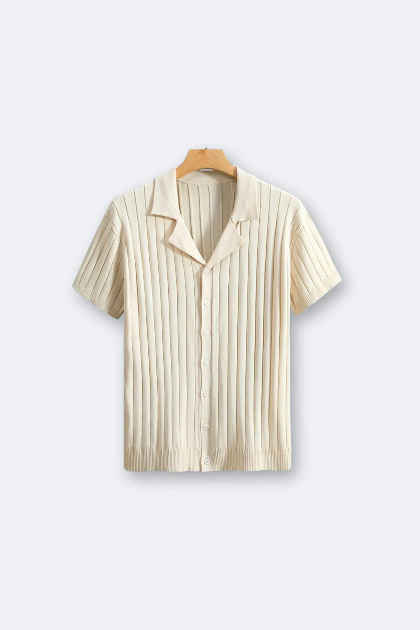 Old Money Classic Ribbed Short Sleeve Lapel Collar Knitted Shirt