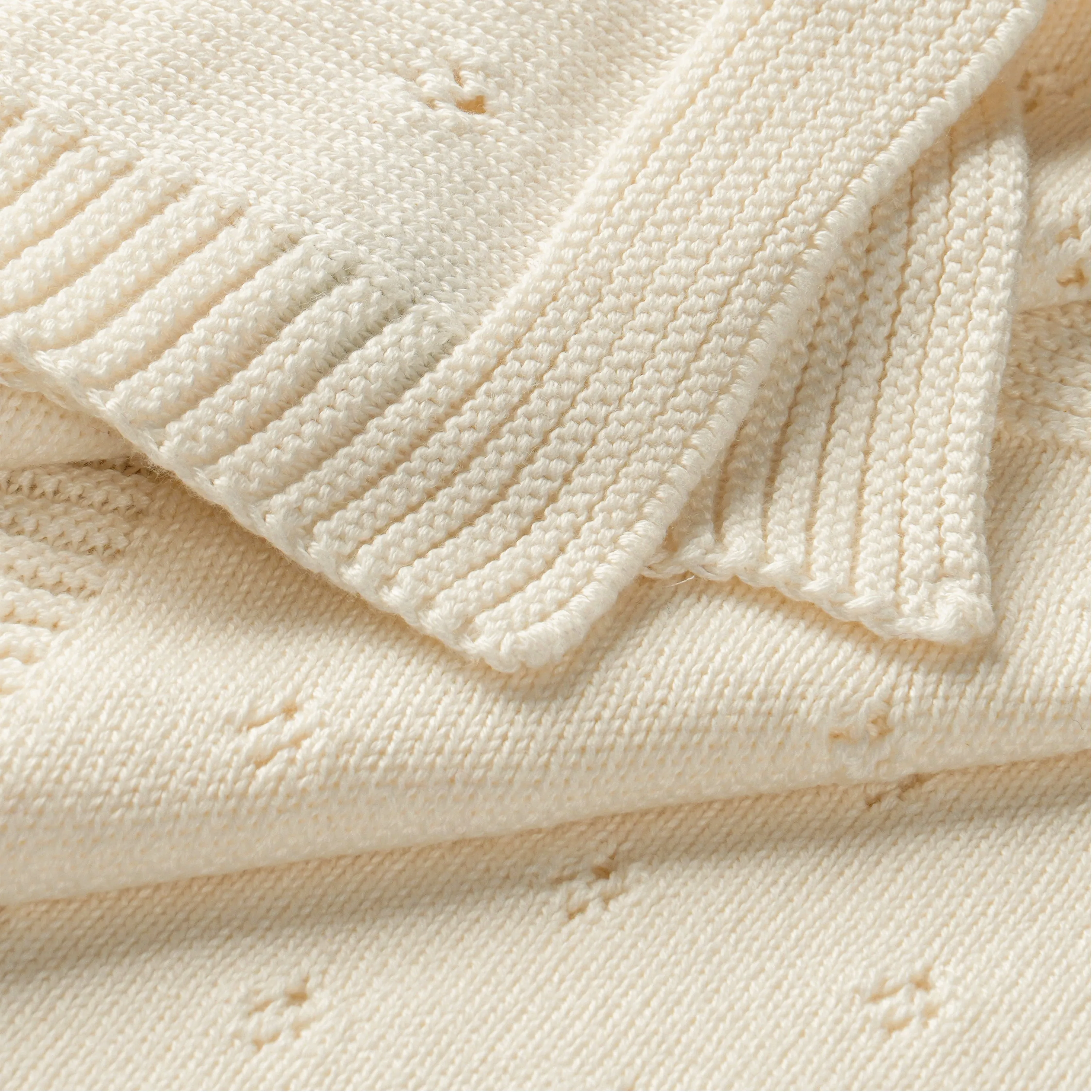 Organic Baby Blanket Pointelle - Vanilla