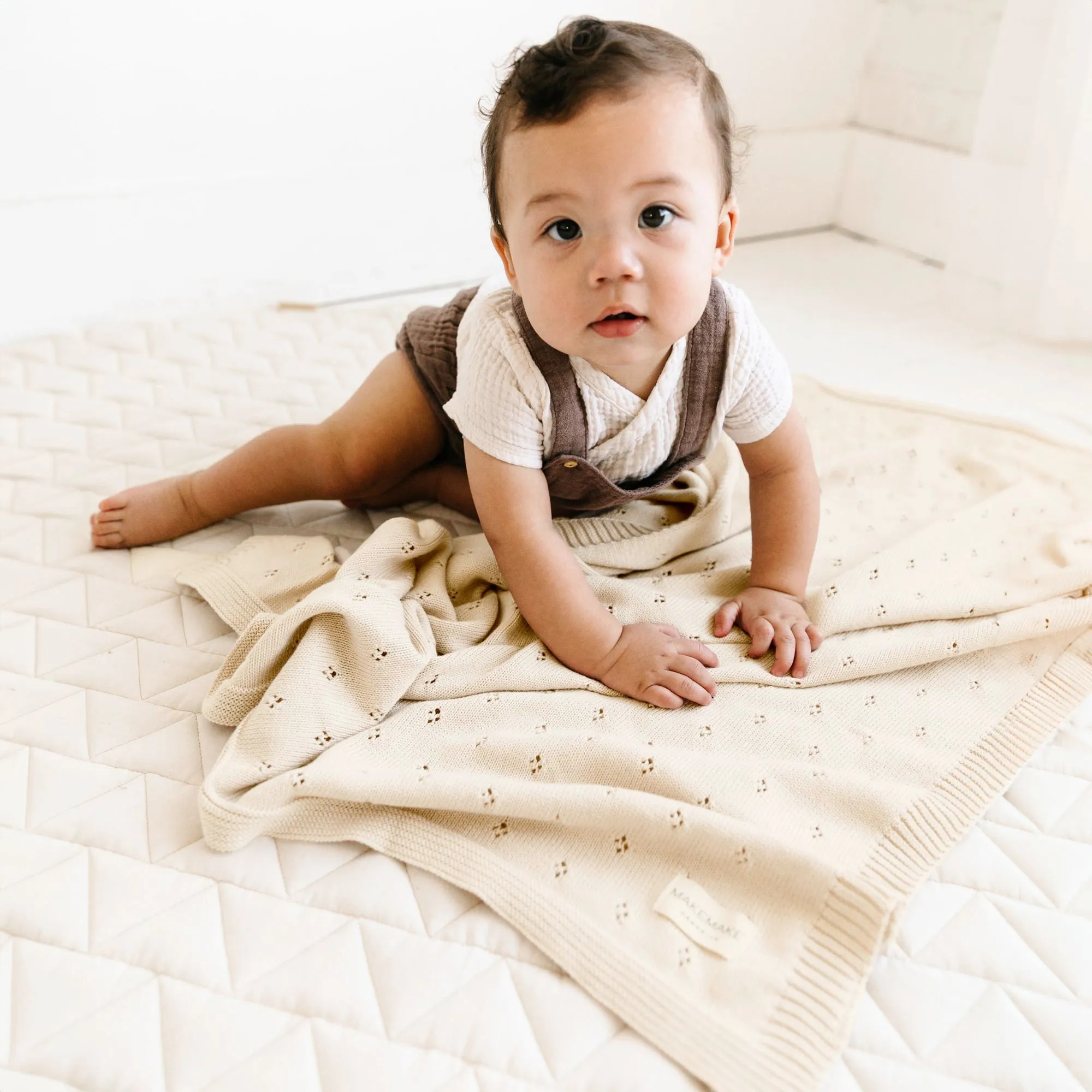 Organic Baby Blanket Pointelle - Vanilla