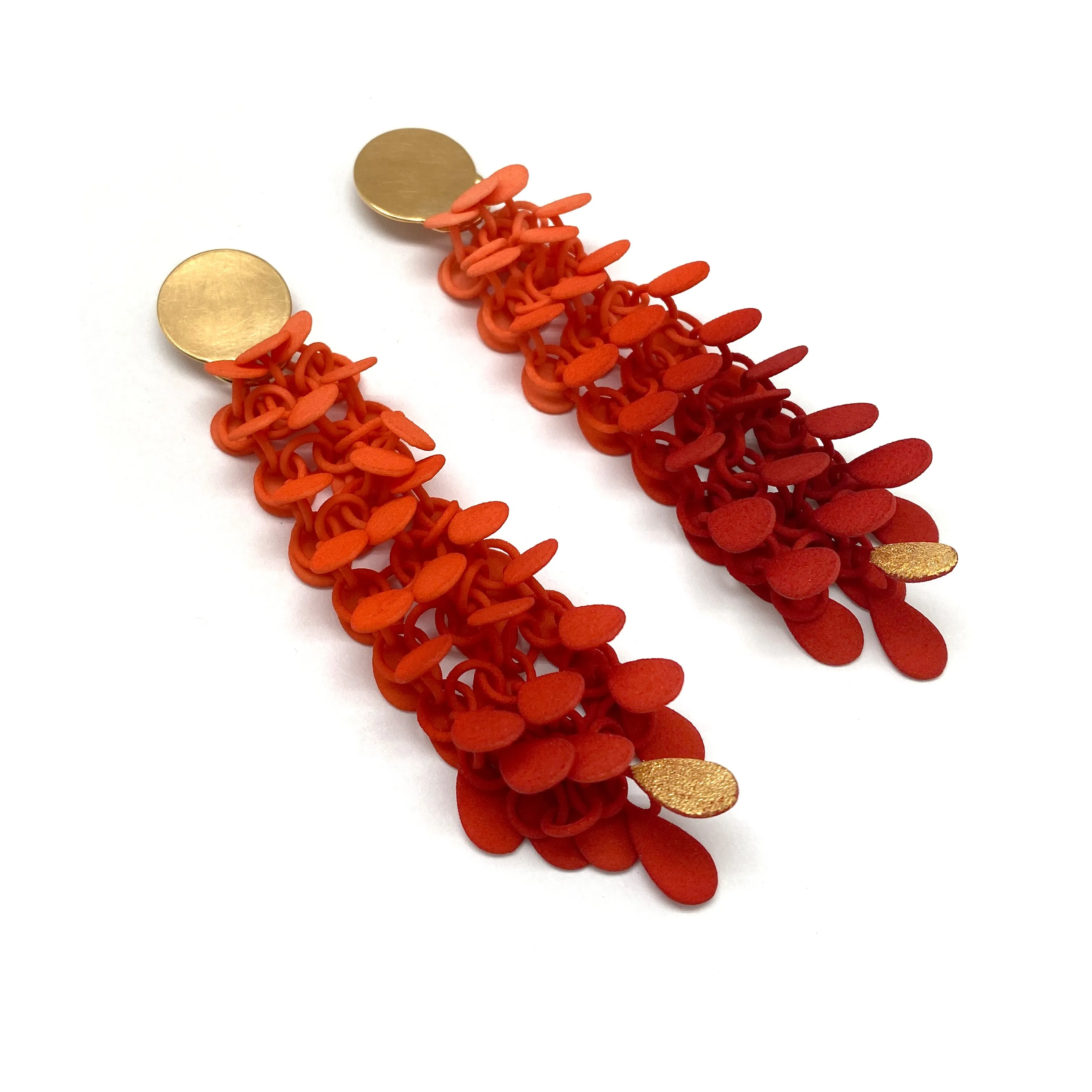 Peach and Red Gradient Gold Vermeil Earrings