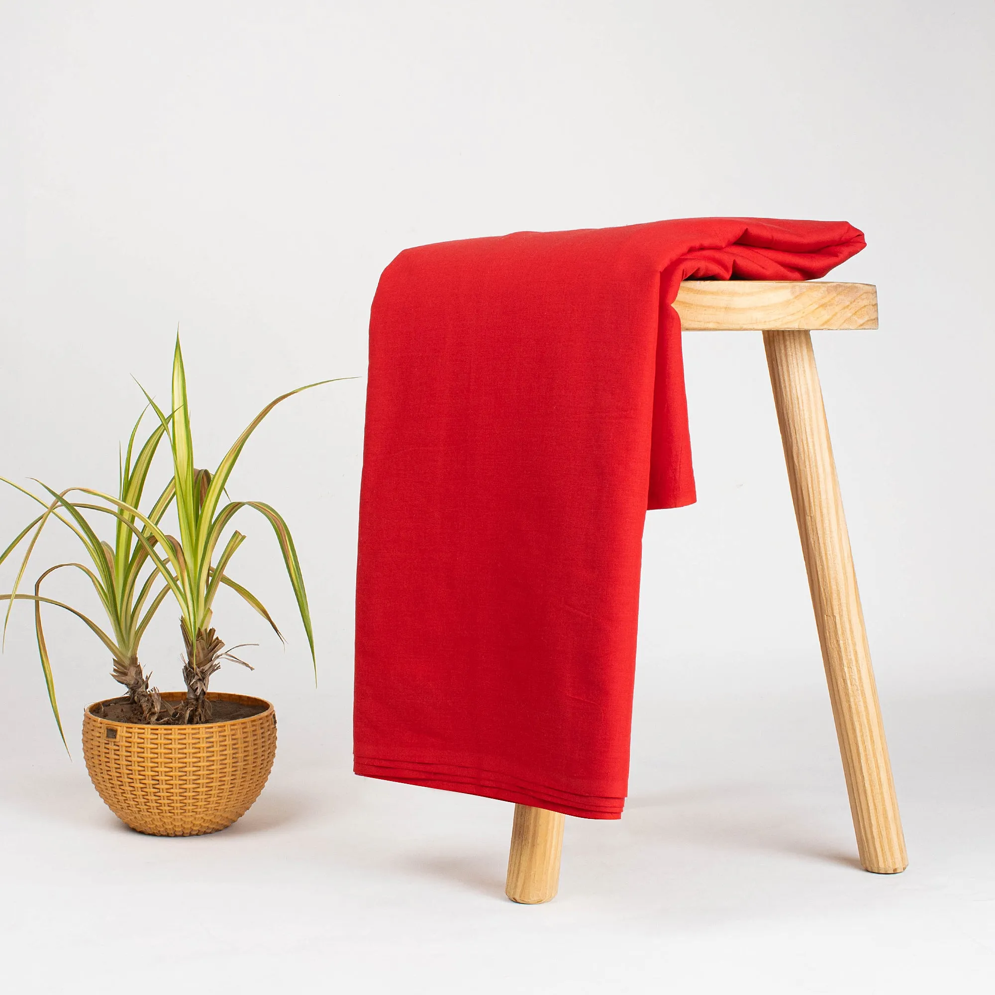 Premium Royal Red Solid Plain Cotton Fabric