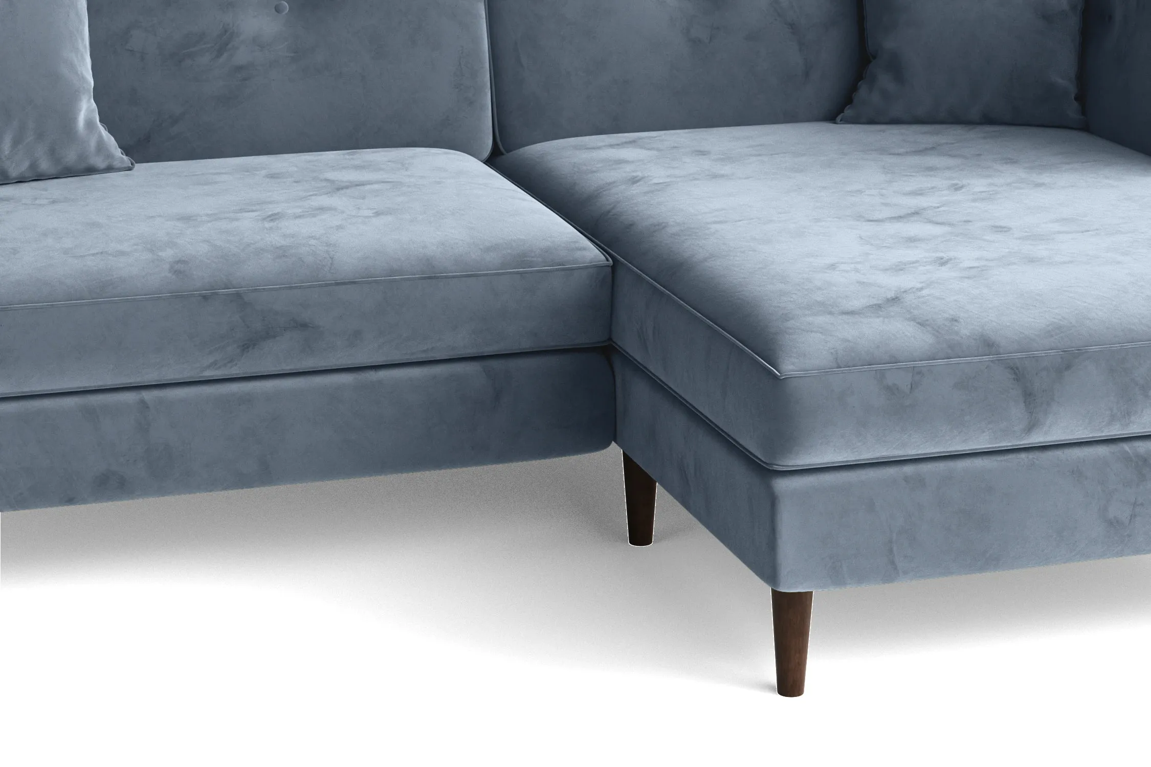 Ragusa 3 Seater Right Hand Facing Chaise Lounge Corner Sofa Baby Blue Velvet