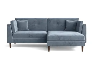 Ragusa 3 Seater Right Hand Facing Chaise Lounge Corner Sofa Baby Blue Velvet