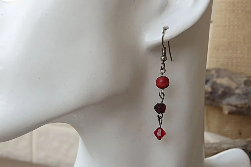 Red garnet dangle earrings