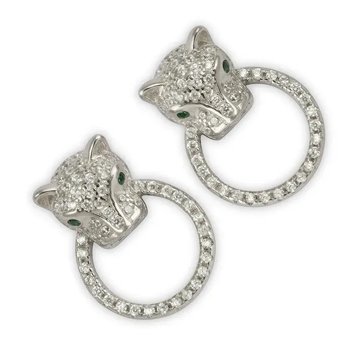 Regal Animal Face Silver Earrings