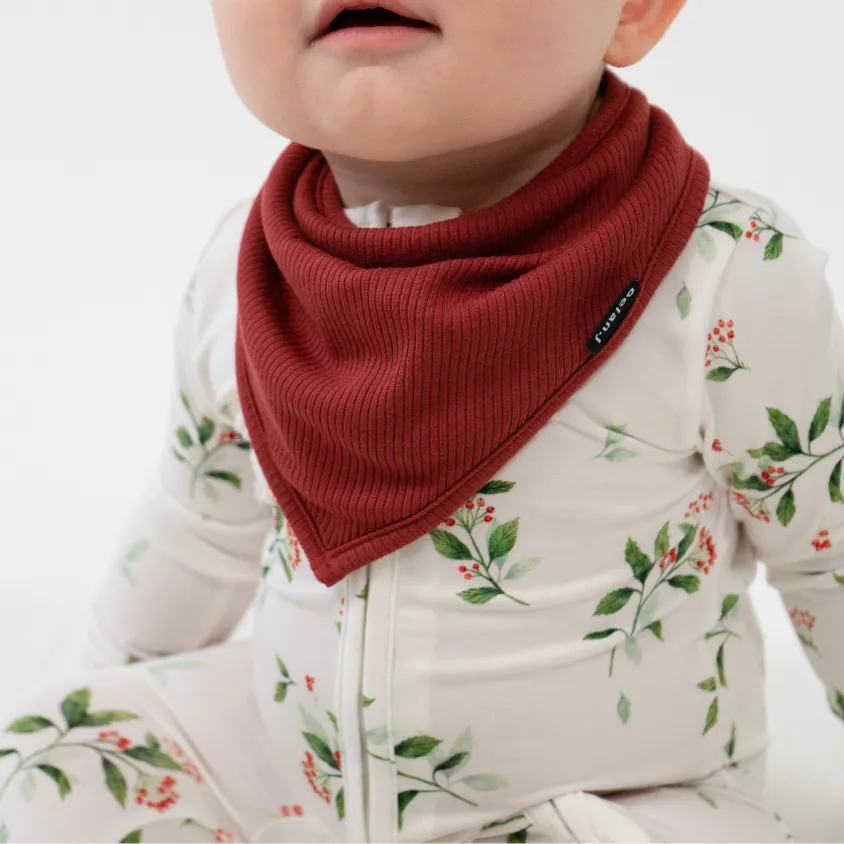 Ribbed Bamboo Bandana Bib - Burgundy