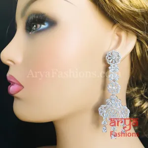 Rose Gold CZ Cocktail Earrings / Silver Cubic Zirconia Chandelier Earrings