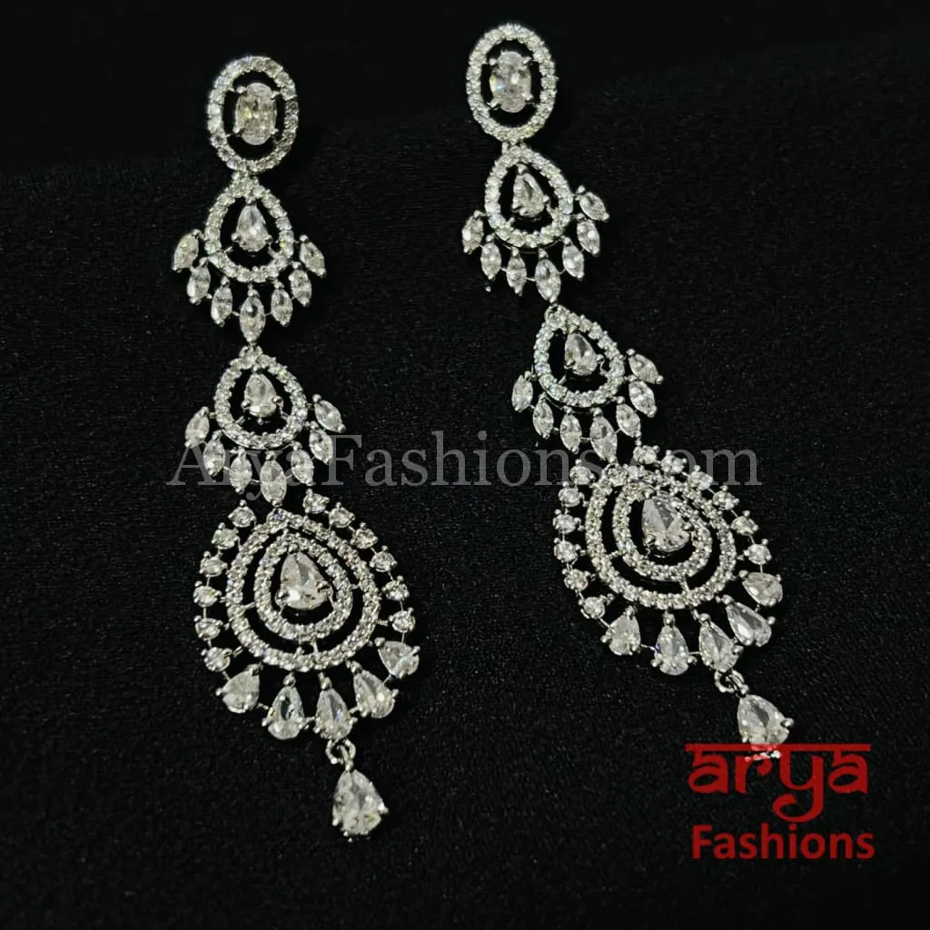 Sabiha Silver CZ Party Earrings