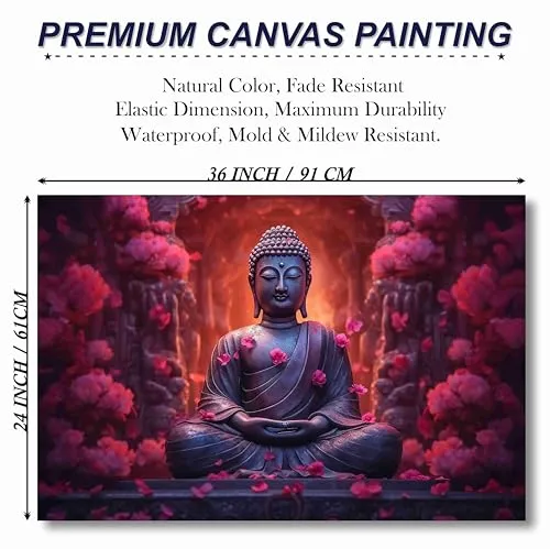 SAF paintings Buddha Painting | buddha paintings for living room | buddha painting for wall decoration | buddha painting canvas 24 inch x 36 inch SANF-CR33