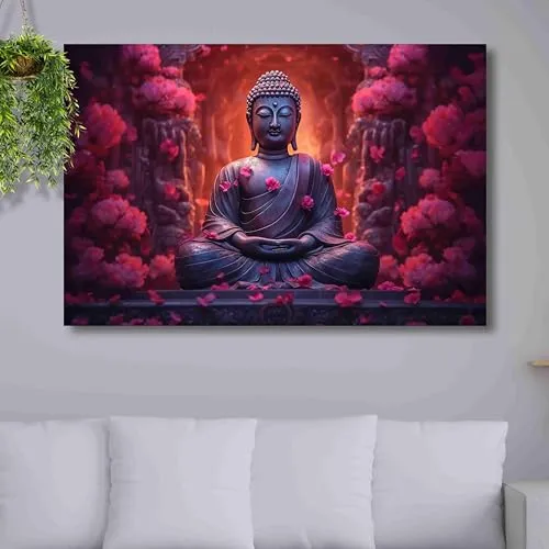 SAF paintings Buddha Painting | buddha paintings for living room | buddha painting for wall decoration | buddha painting canvas 24 inch x 36 inch SANF-CR33