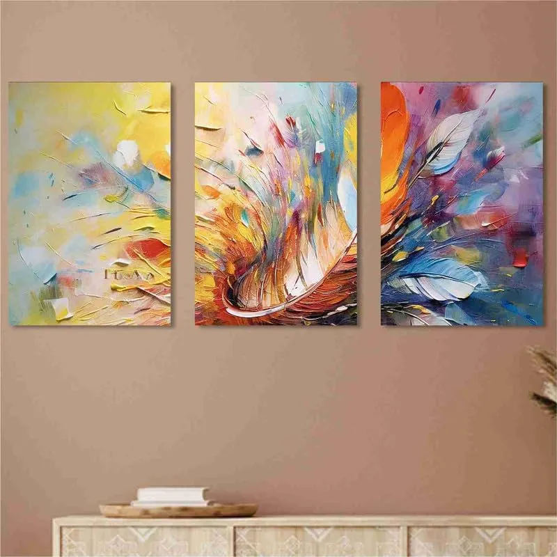 SAF paintings Set Of 3 Wooden Framed Canvas Painting|| Modern Abstract Art Canvas Wall Art Painting for Home Décor And Office||For Bedroom,Living Room Home wall and Office Interior CR-168