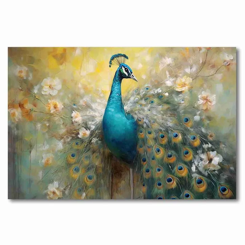 SAF paintings Unframed Rolled Art Print||Beautiful Peacock Canvas Wall Art Print for Home Décor And Office||Unframed canvas Painting For Wall decor||Home wall and Office Interior CR-128