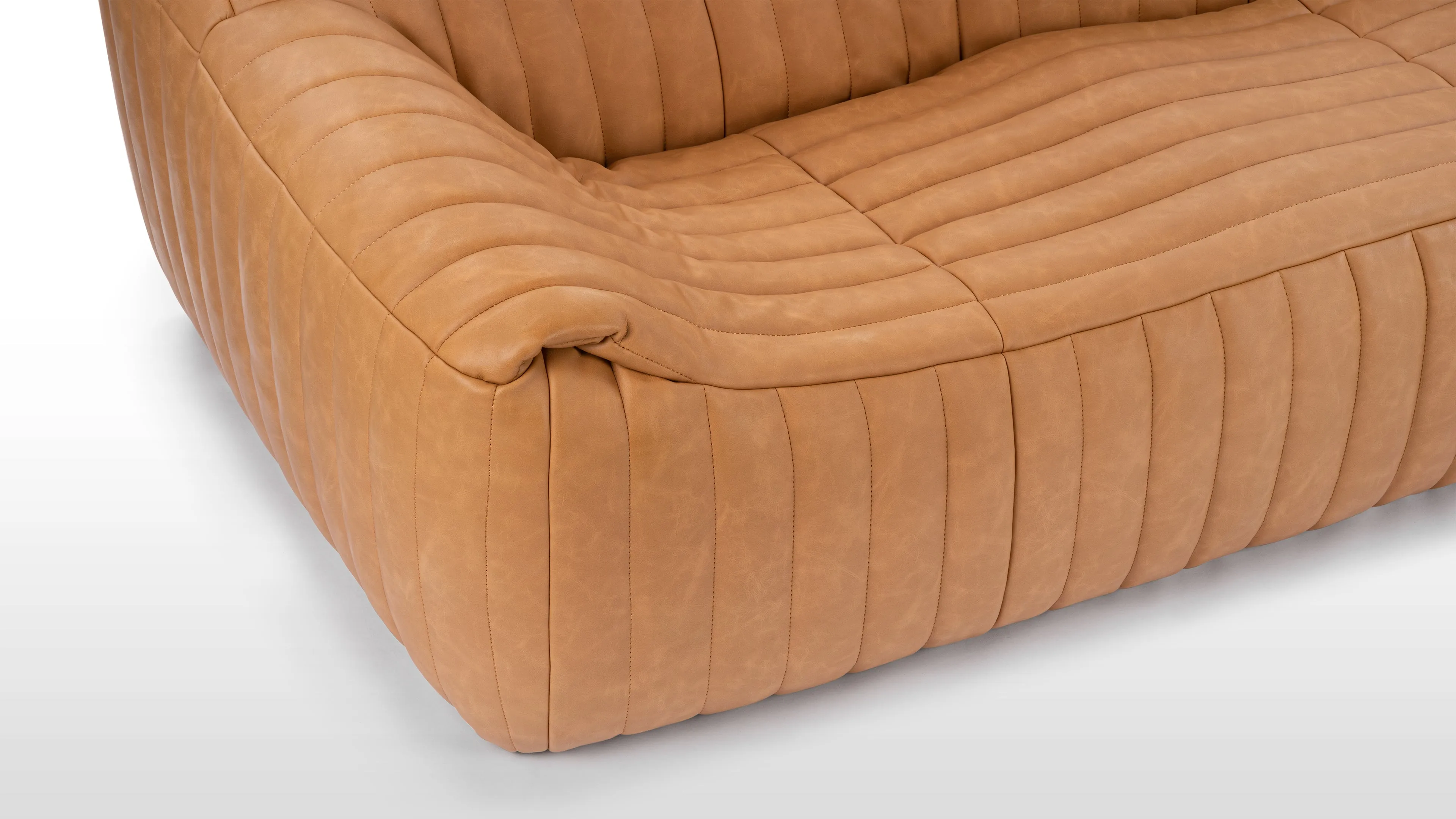 Sandra - Sandra Three Seater Sofa, Tan Vegan Leather