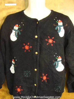 Santas with Red and Green Snowflakes Christmas Sweater