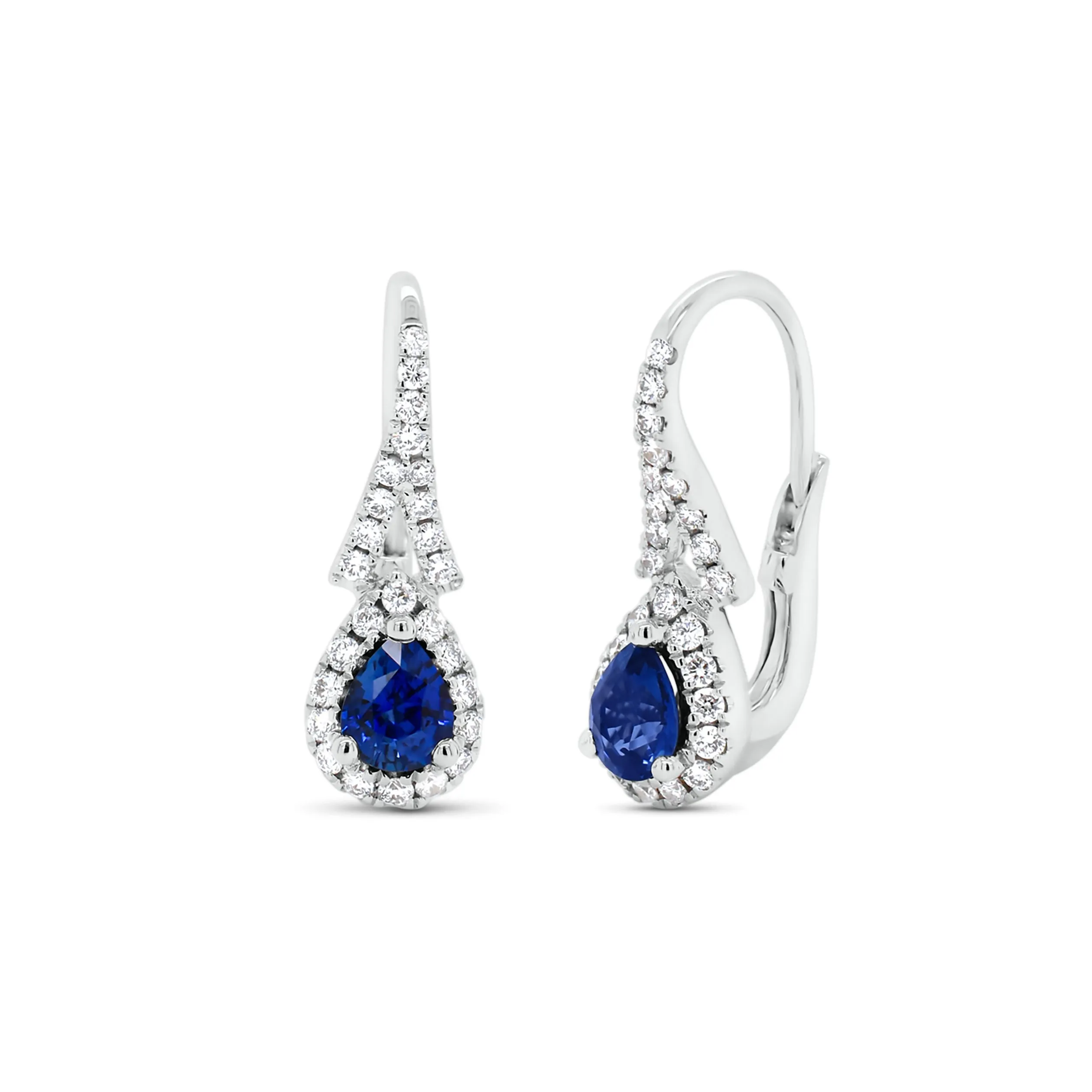 Sapphire Teardrop Lever-Back Earrings