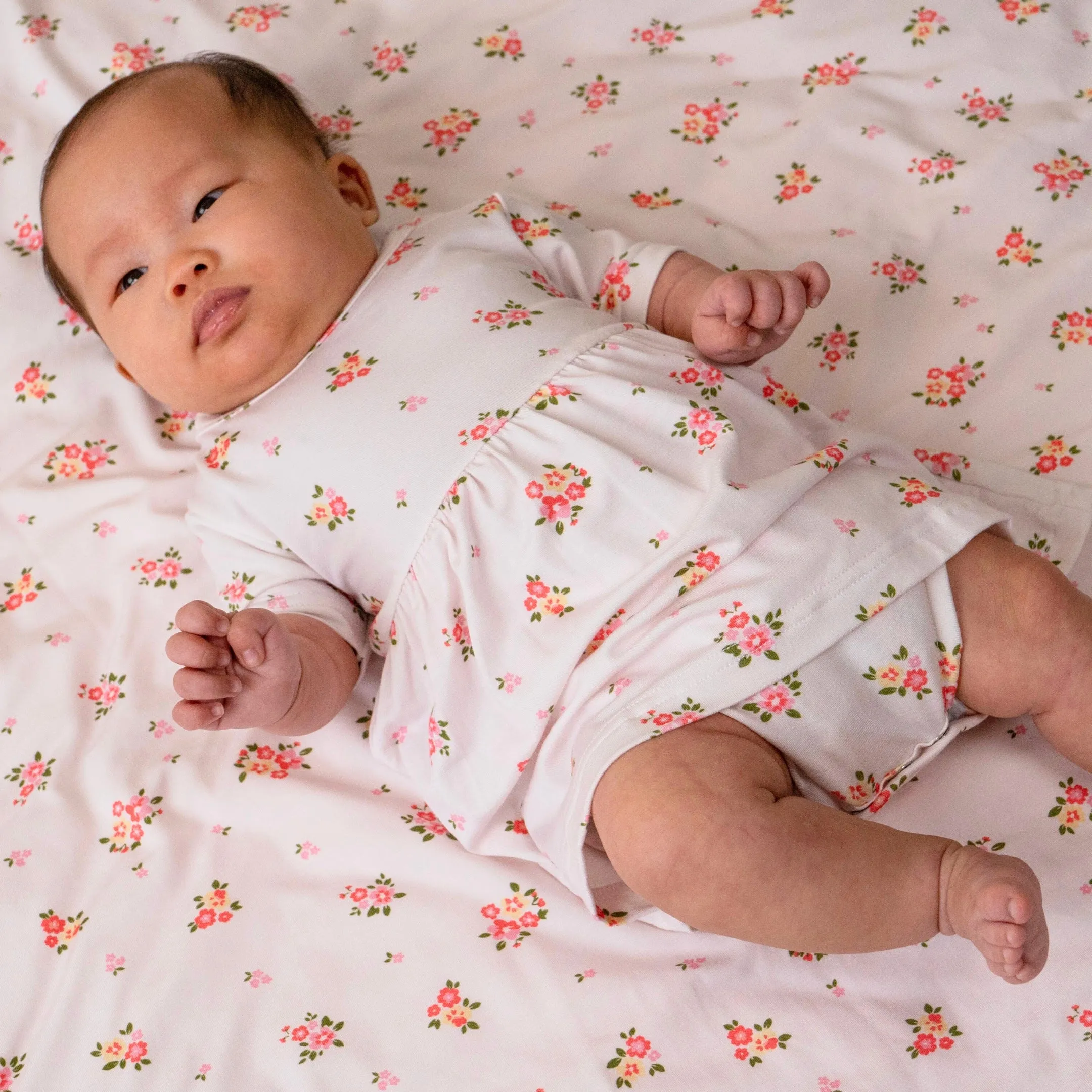 Short Sleeves Skirted Onesie - Blushing Blossom