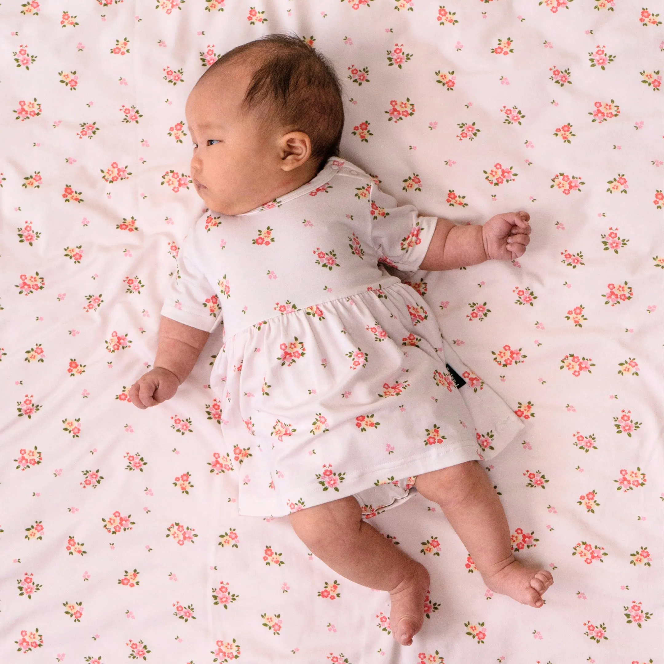 Short Sleeves Skirted Onesie - Blushing Blossom