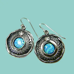 Silver earrings  Blue opal  dangle earrings  for women