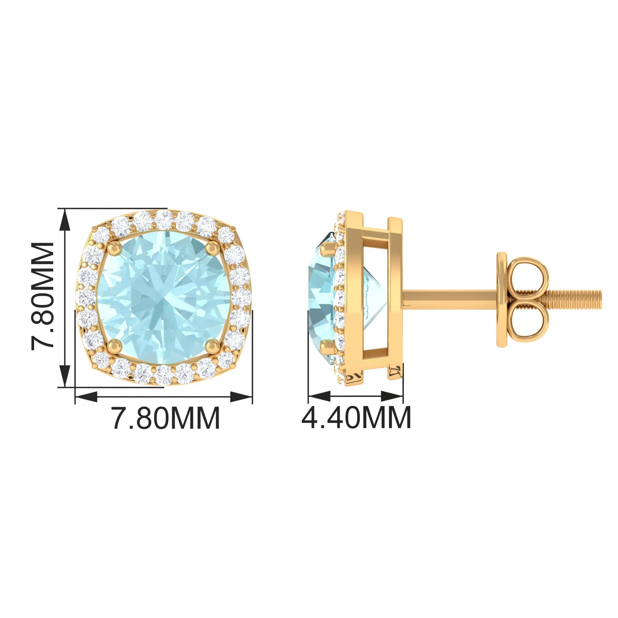 Sky Blue Topaz and Diamond Halo Stud Earrings