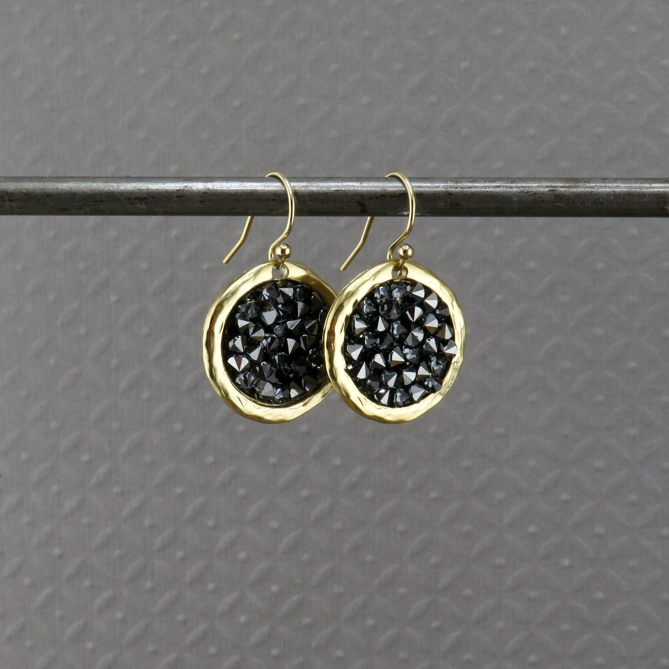 Sparkly Gray Crystal Disc Earrings