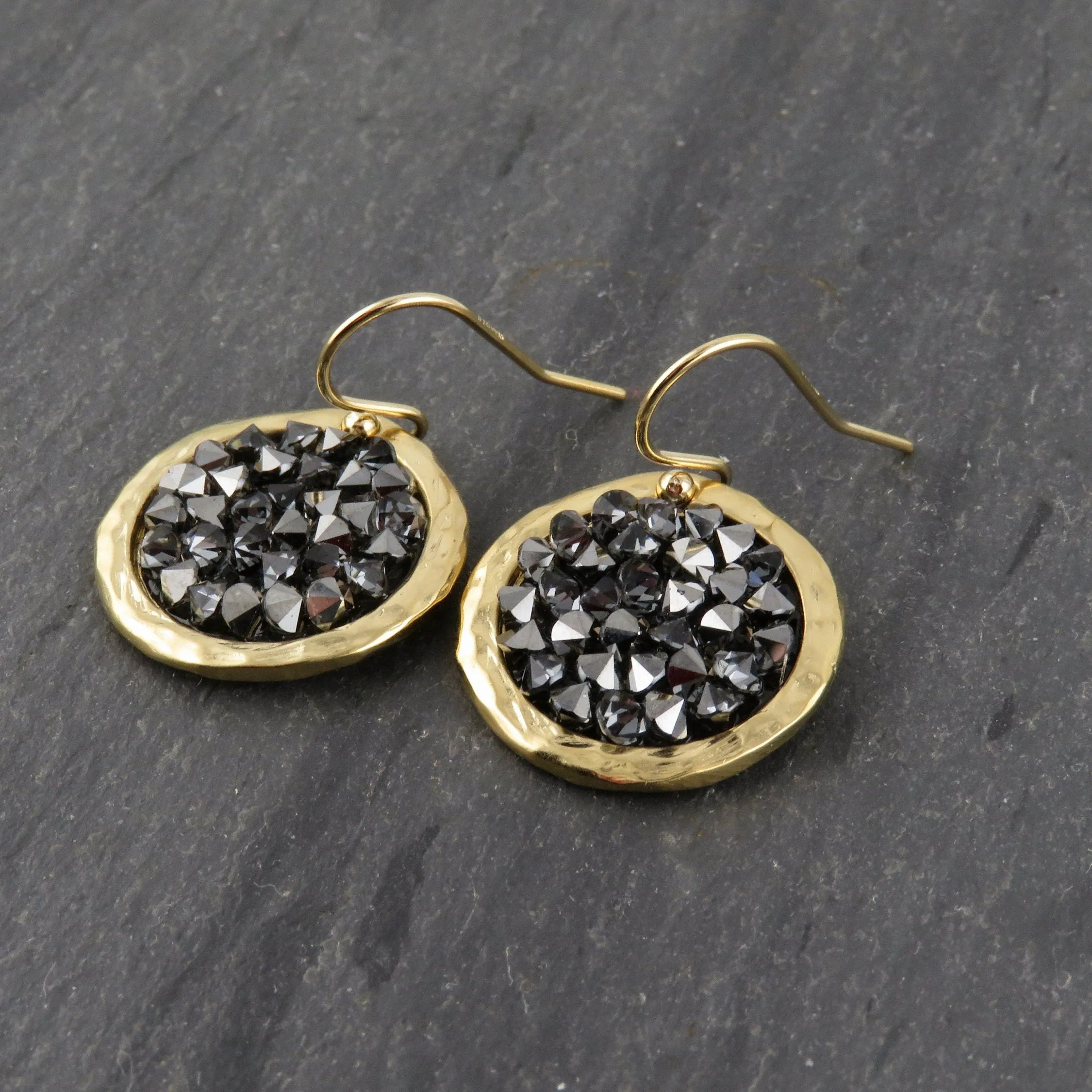 Sparkly Gray Crystal Disc Earrings