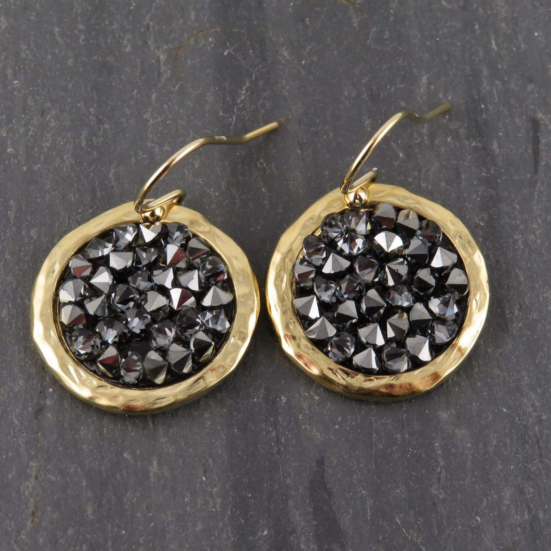 Sparkly Gray Crystal Disc Earrings