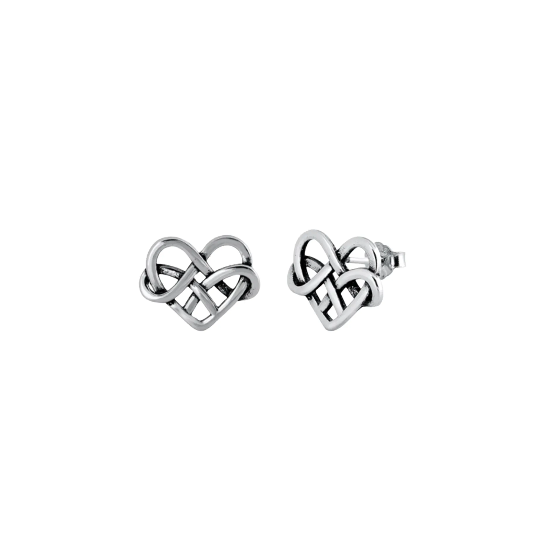 Sterling Silver Celtic Heart Stud Earrings In Holiday Box